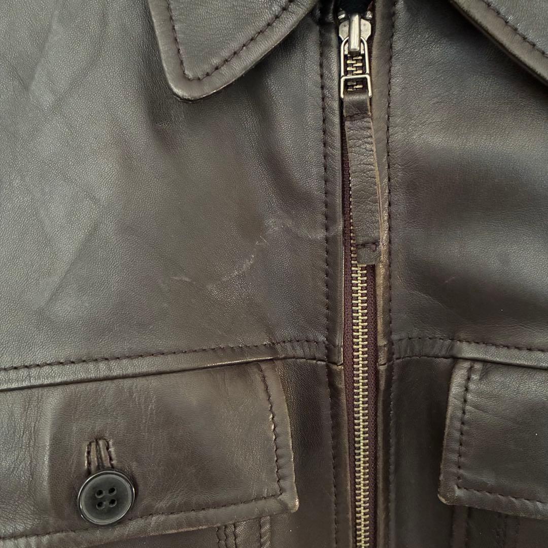 ヴィンテージ レザージャケット ブラウン ラムレザー シングル エディスリマン