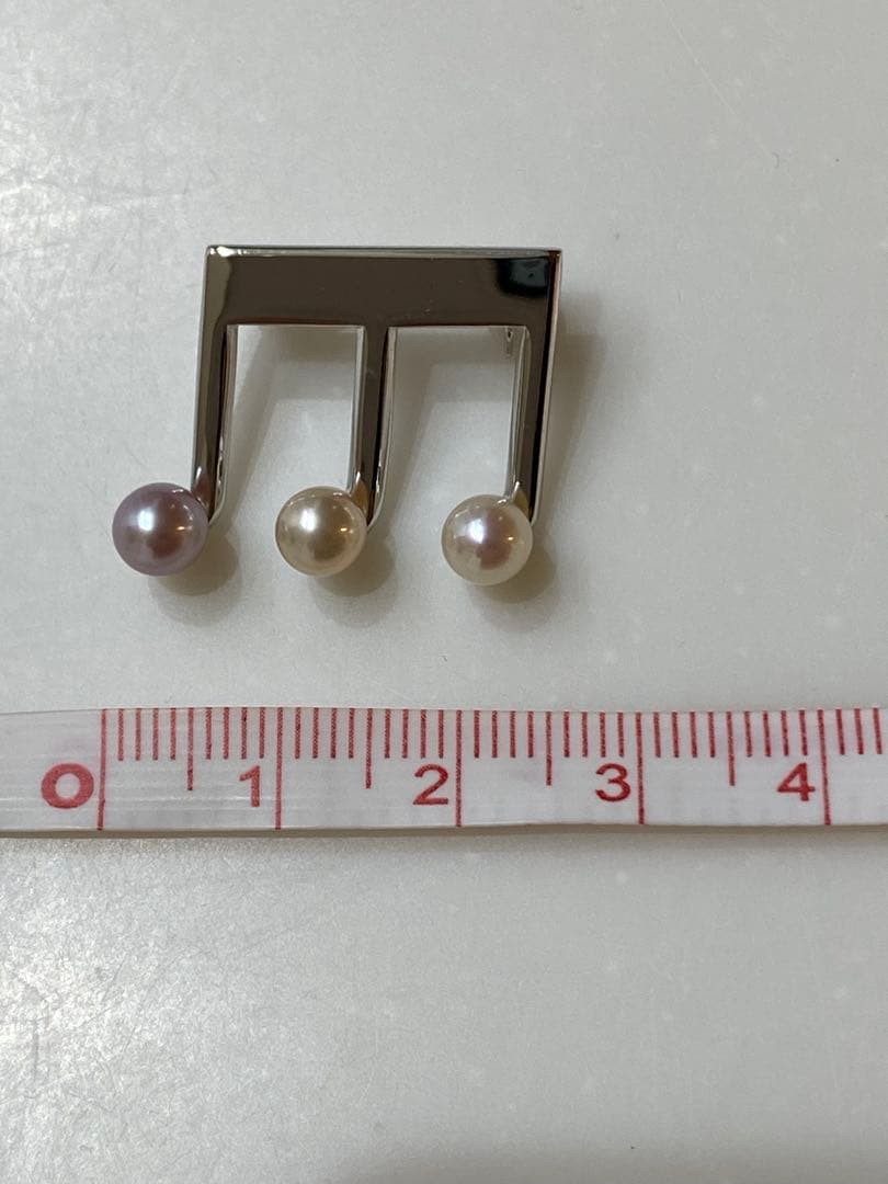 ミキモト　音符デザイン ブローチ パール付き