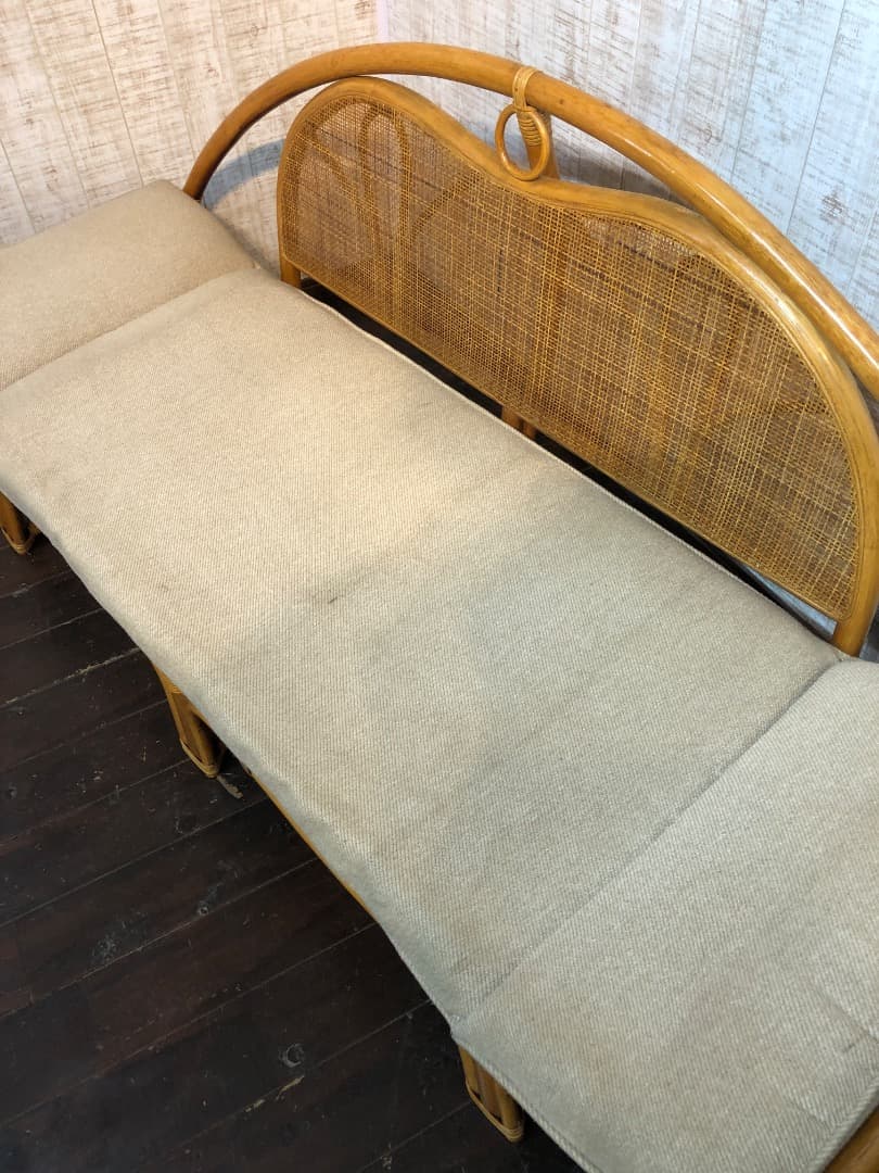 【手渡し価格】かわいい〜✨️　ラタンのソファ　 二人がけ♪　藤家具 古民具