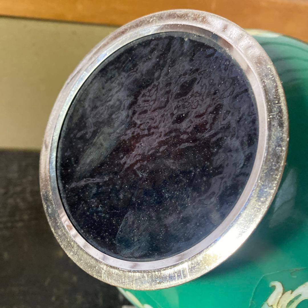 古玩　翡翠色七宝花瓶　26cm16cm