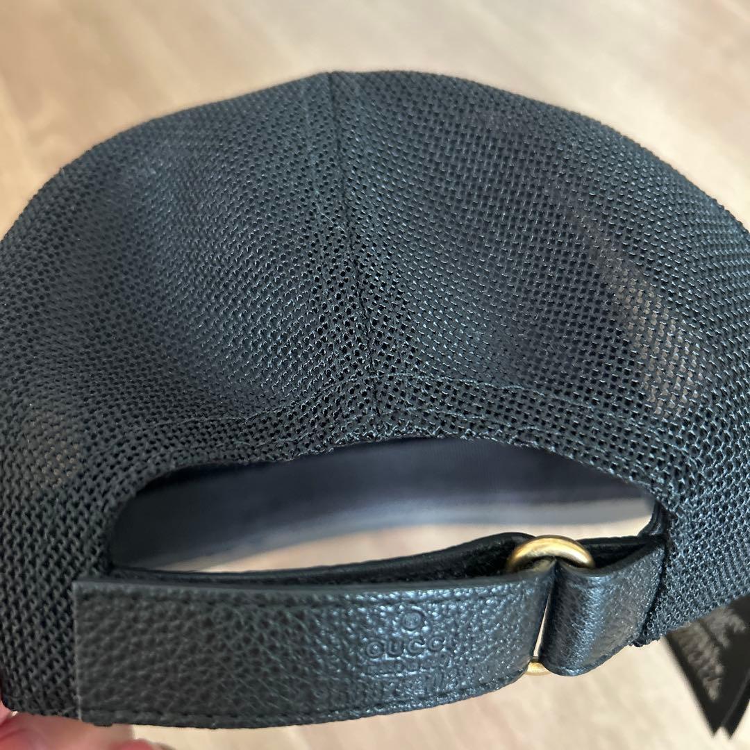 【新品未使用】Gucci 本革&ナイロン　キャップ　黒