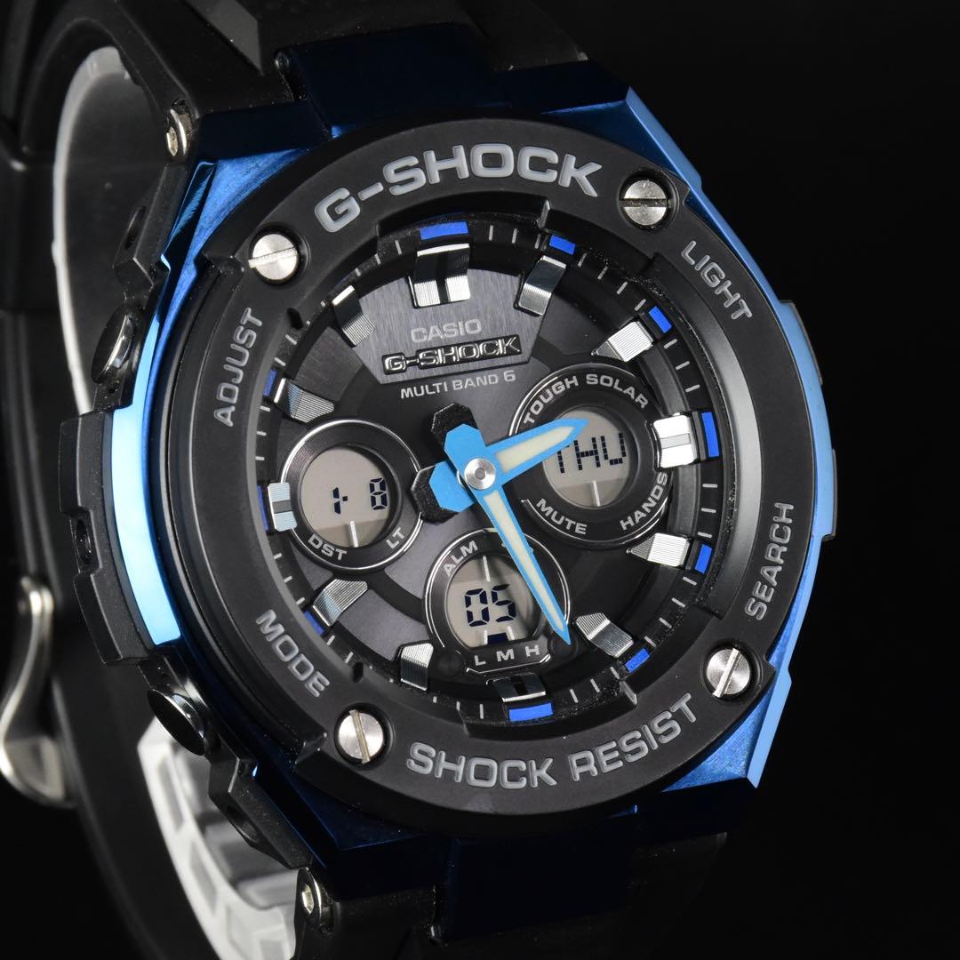 【美品】 G-SHOCK GST-W300G-1A2JF 電波ソーラー ブルー