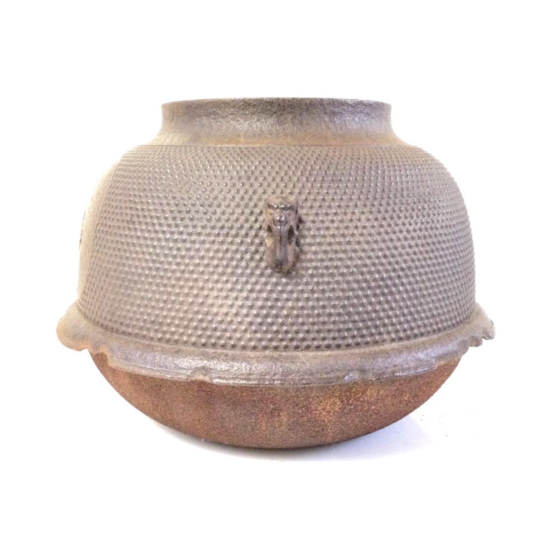 茶釜 芦屋写牧童地紋 真形 霰羽釜 佐藤浄清作 供箱付 釜環無し B815