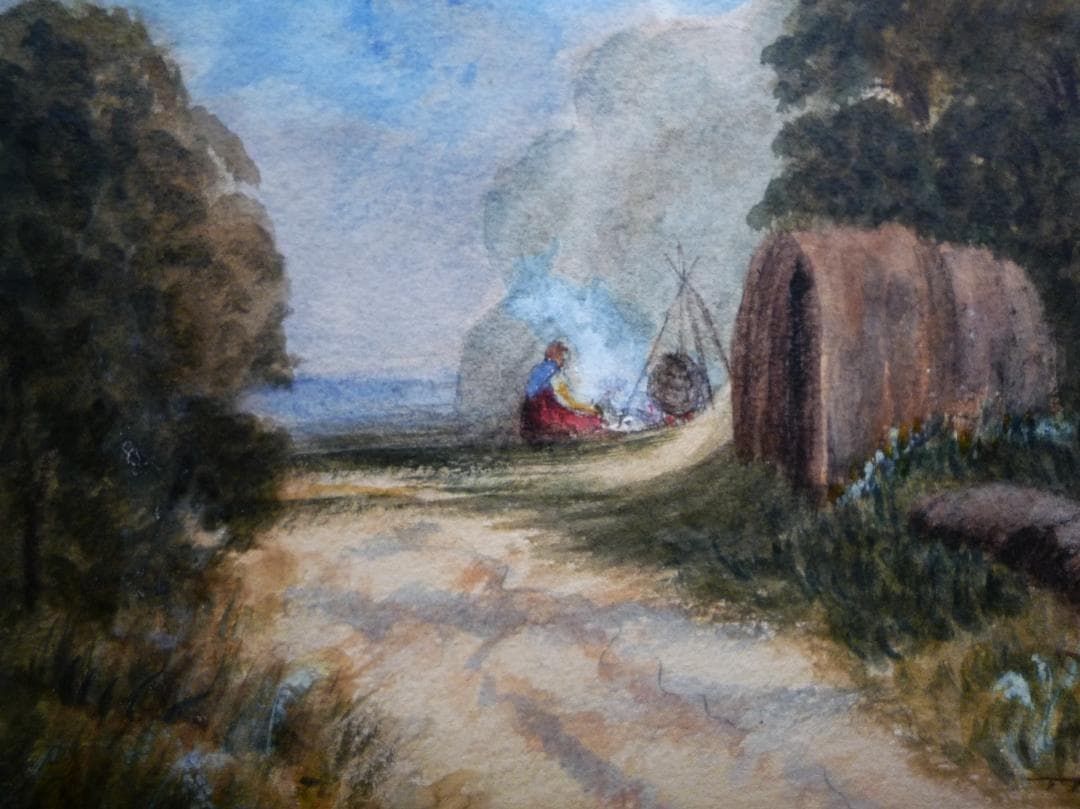 クロード・ロラン「田舎風景」淡彩画（水彩） 3号大