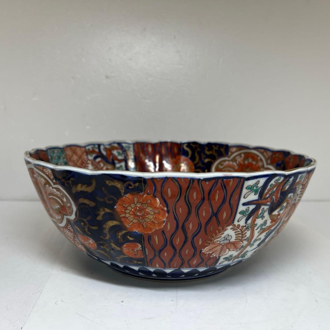 古伊万里　染錦　菊割大鉢　幅約30.7㎝　タサオ　東さ8-0119①