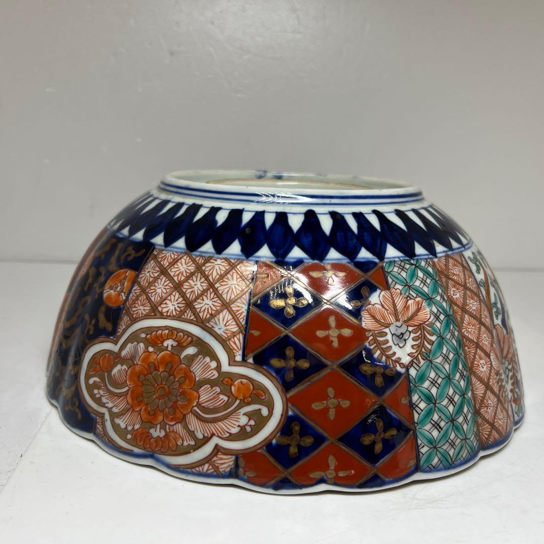 古伊万里　染錦　菊割大鉢　幅約30.7㎝　タサオ　東さ8-0119①