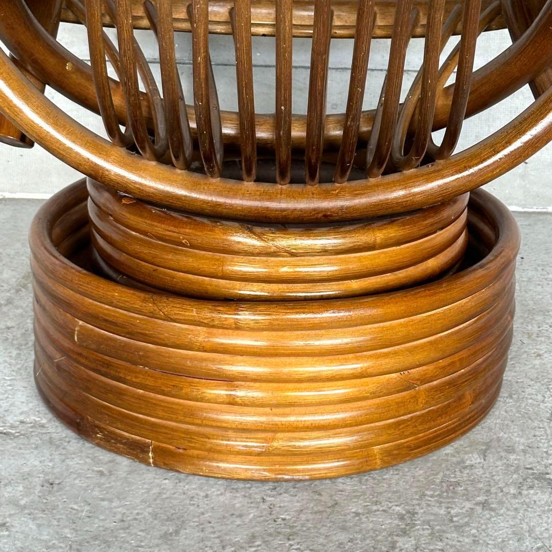 ꧁昭和浪漫꧂ 360度回転式ラタンチェア　籐家具 ひじ掛け 大型椅子　アジアン