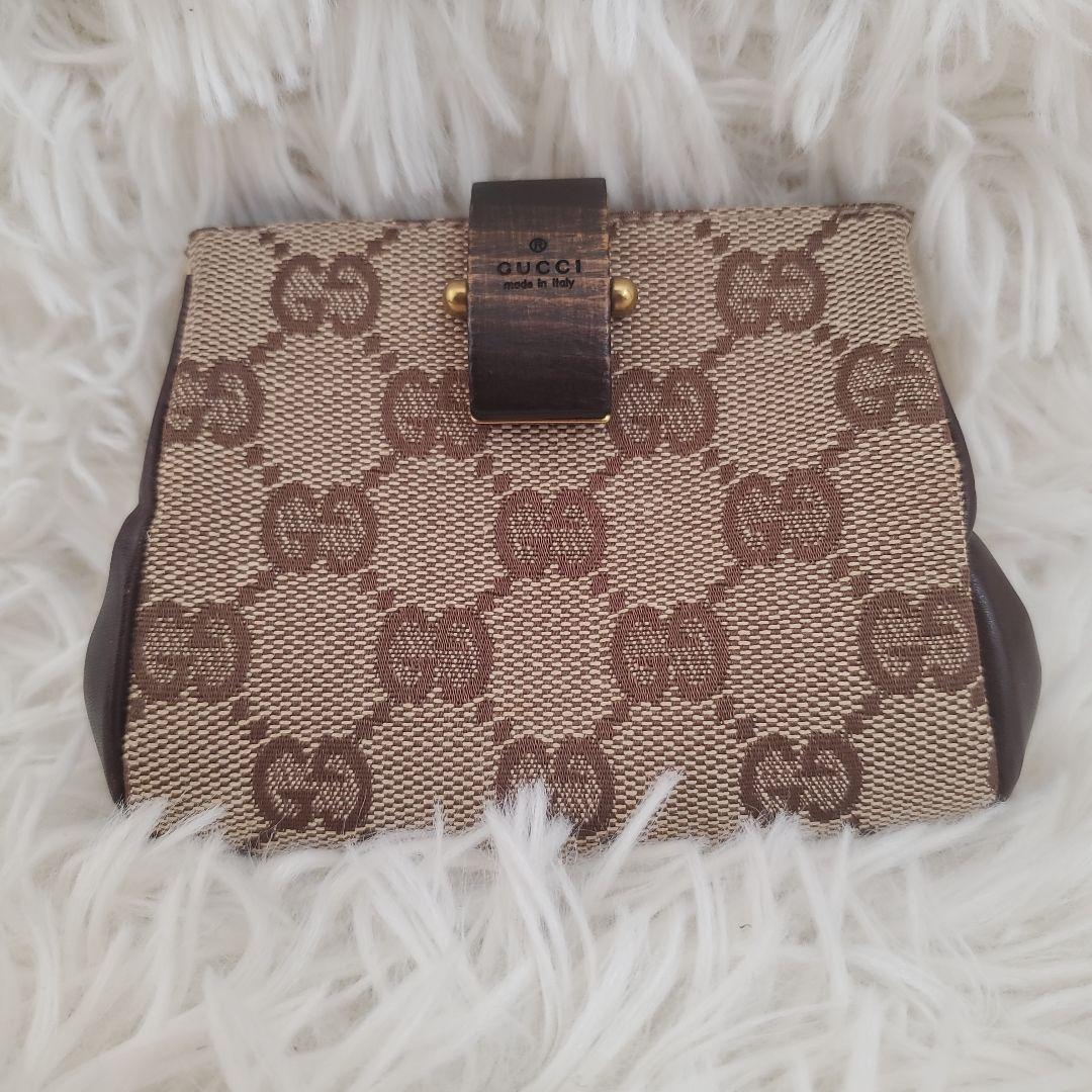 ⭐極美品⭐GUCCI　GG　木使用　ガマ口　財布　小銭入れ　ウォレット