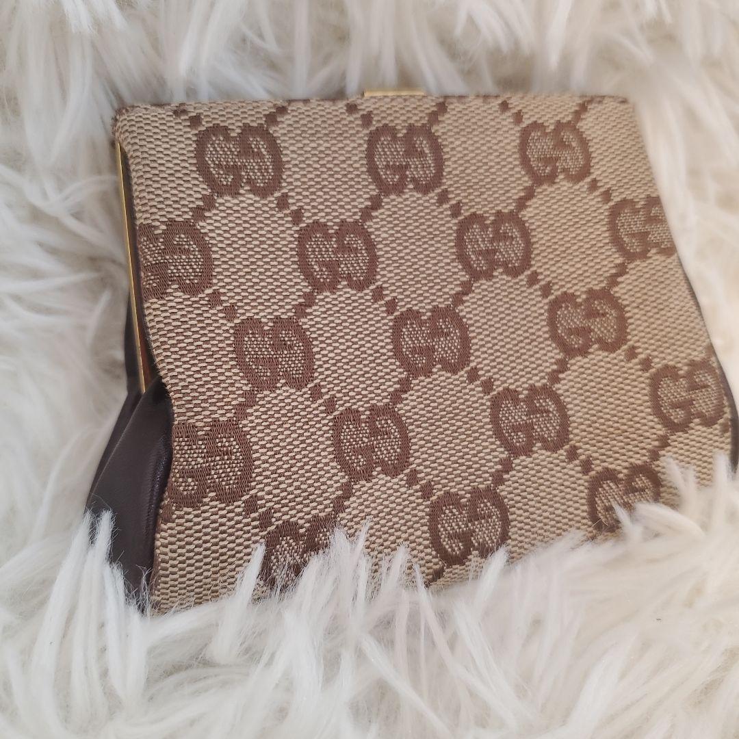 ⭐極美品⭐GUCCI　GG　木使用　ガマ口　財布　小銭入れ　ウォレット