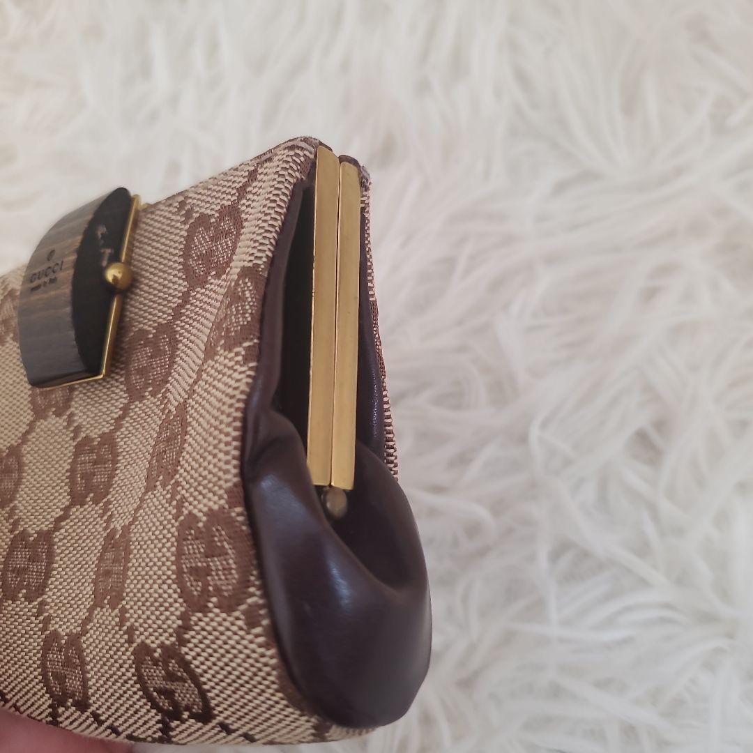 ⭐極美品⭐GUCCI　GG　木使用　ガマ口　財布　小銭入れ　ウォレット