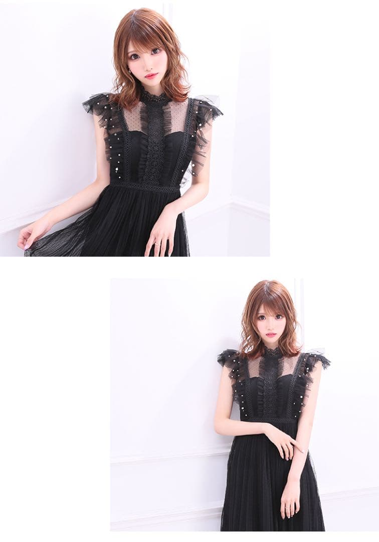 robe de fleurs ロングドレス　M ブラック　シュガー