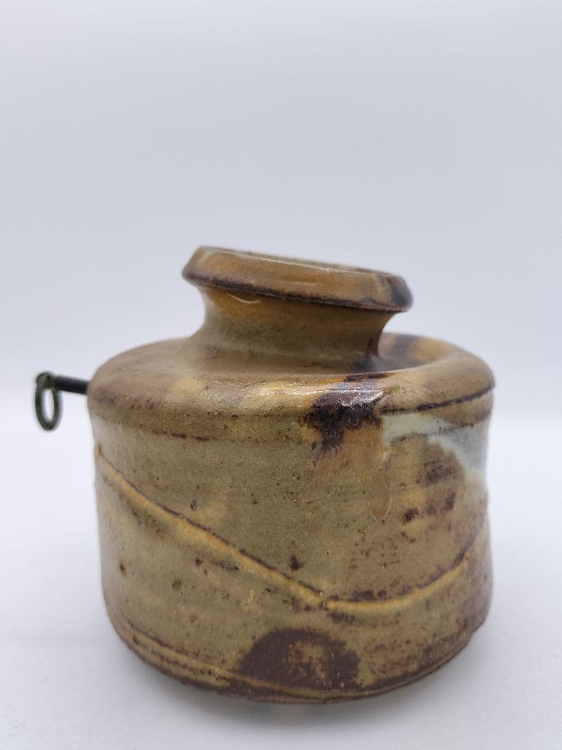 c485 【未使用】掛花入 上野焼 うずくまる 堀内宗完 箱書 木箱 茶道具