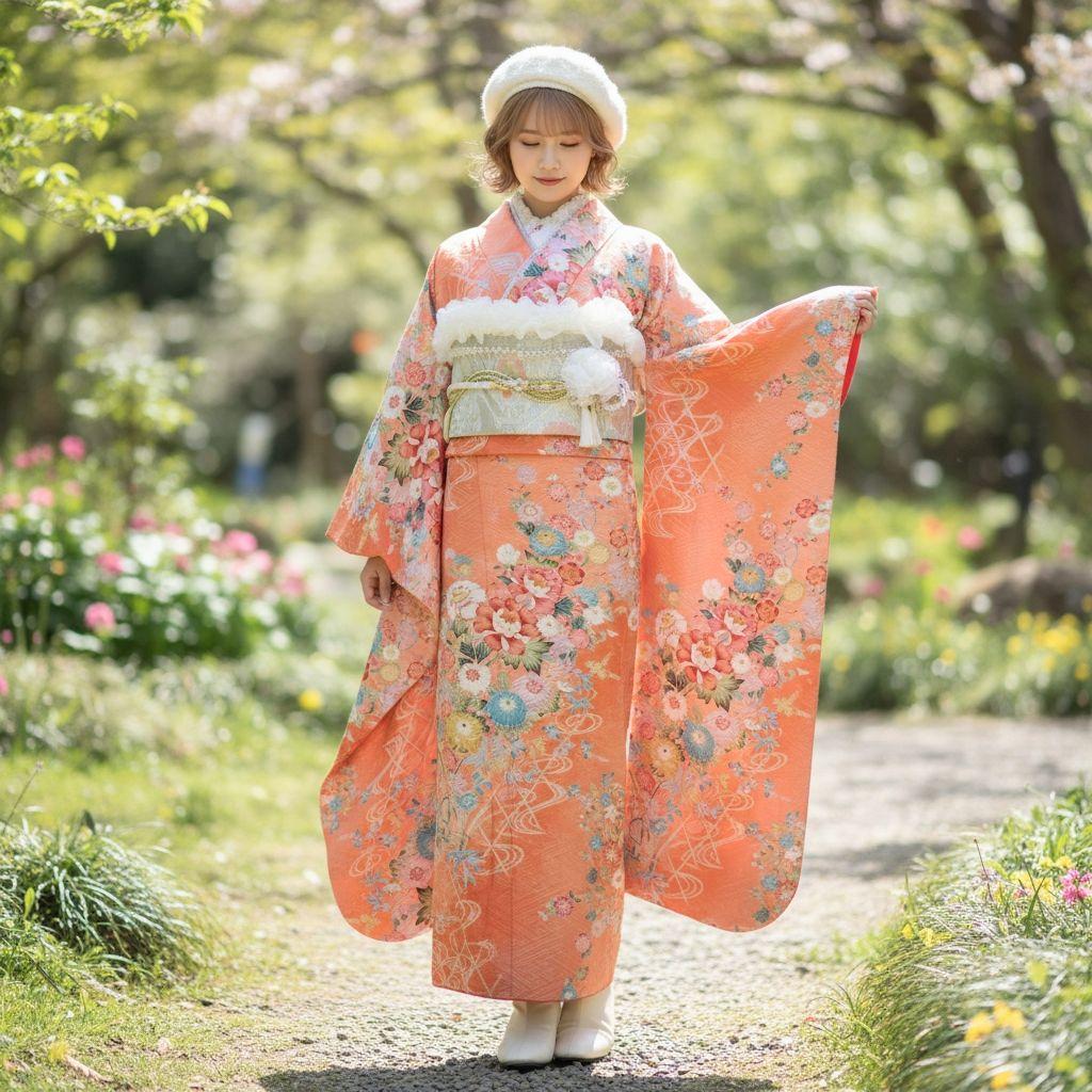 振袖フルセット(11点)・成人式・くすみ・高級百貨店御誂・金彩加工