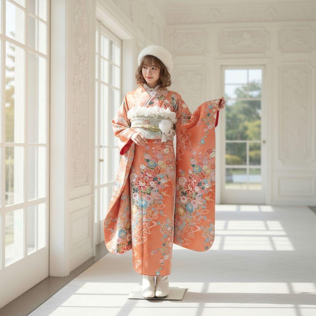 振袖フルセット(11点)・成人式・くすみ・高級百貨店御誂・金彩加工