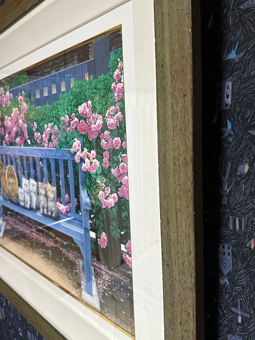 大型絵画　肉筆　油彩　版画　美術品　猫の絵　超写実　ガ-デン　インテリア　価値