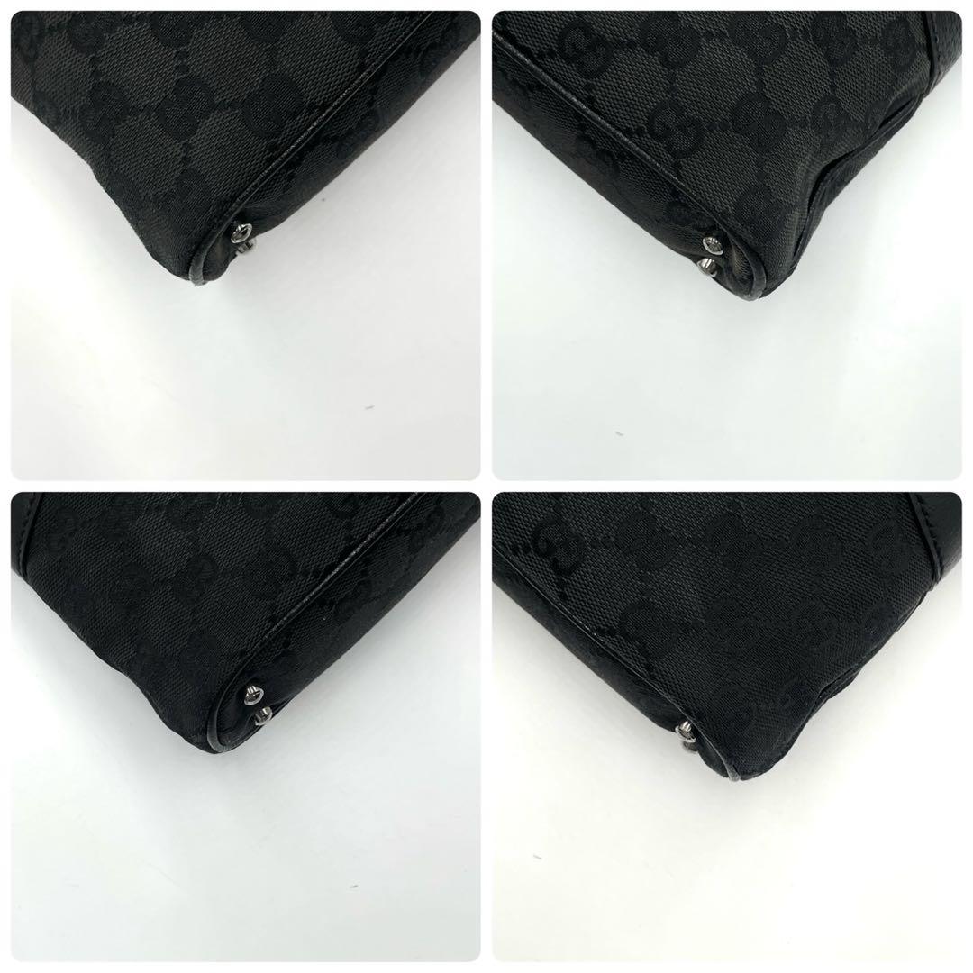 美品● GUCCI グッチ ハンドバッグ GGキャンバス ブラック レザー