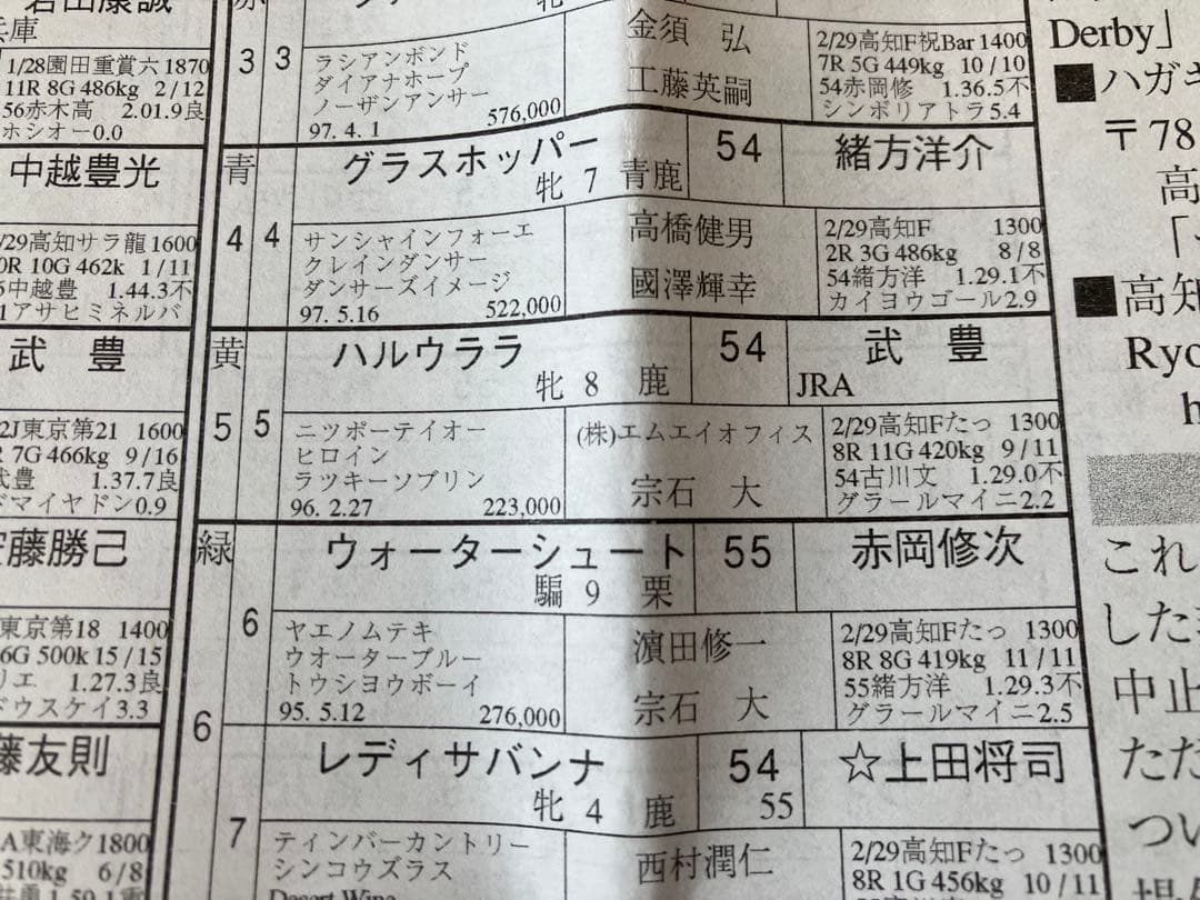 【超レア物】ハルウララ 記念馬券4枚セット（武豊騎乗日の1枚含む）写真・出馬表付