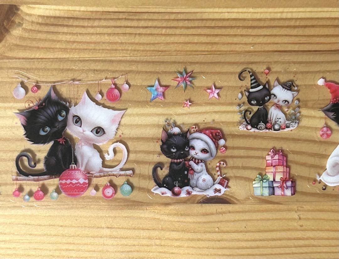 猫のクリスマス シール式 海外マステ 切り売り