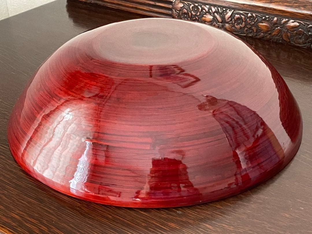 赤色 漆器 丸型飾り椀　光沢仕上げ