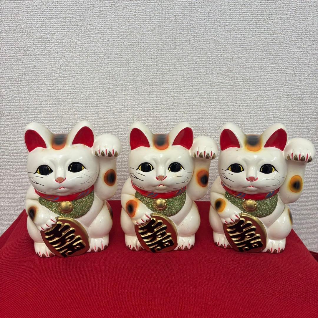 招き猫 6号3つ　まとめ売りお買い得‼︎未使用箱付き‼︎ ②