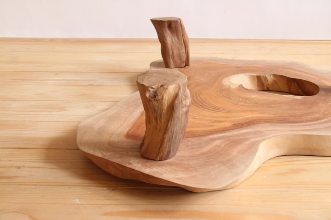 天然木　一枚板　座卓　白　飾り台