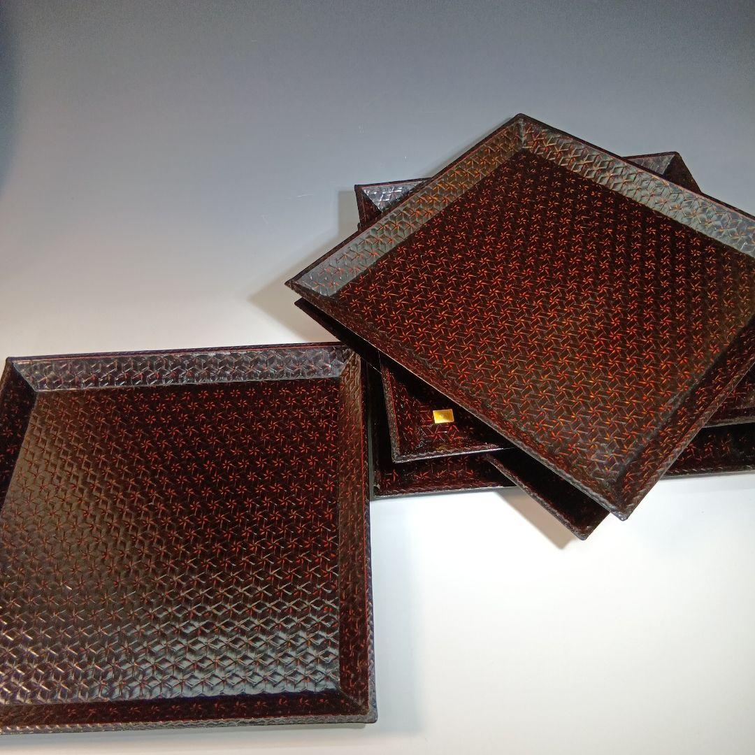 値下げ籃胎漆器　久留米(赤松製)懐石膳5枚