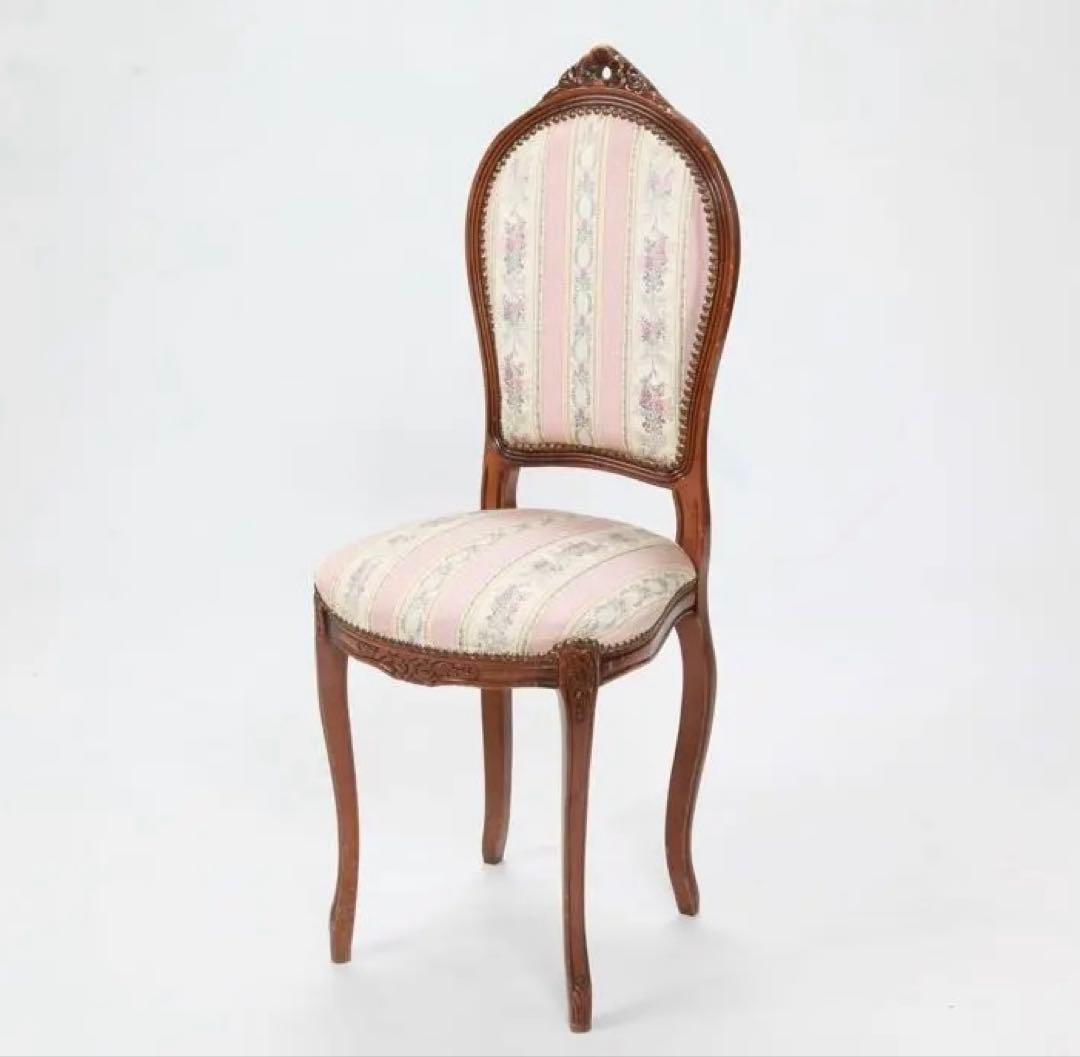 ロココ調西洋風木製椅子 ピンクとクリーム