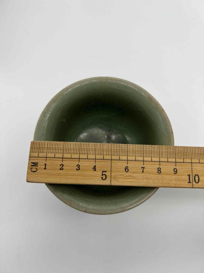 元から明時代　青磁　龍泉窯高足杯 馬上杯　青磁茶碗　唐物(F-43)