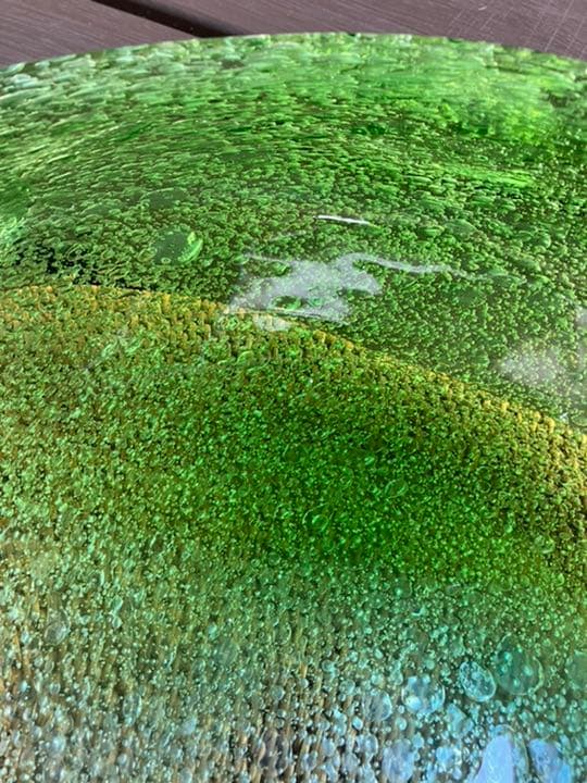 稲嶺盛吉　泡ガラス　花器　翠