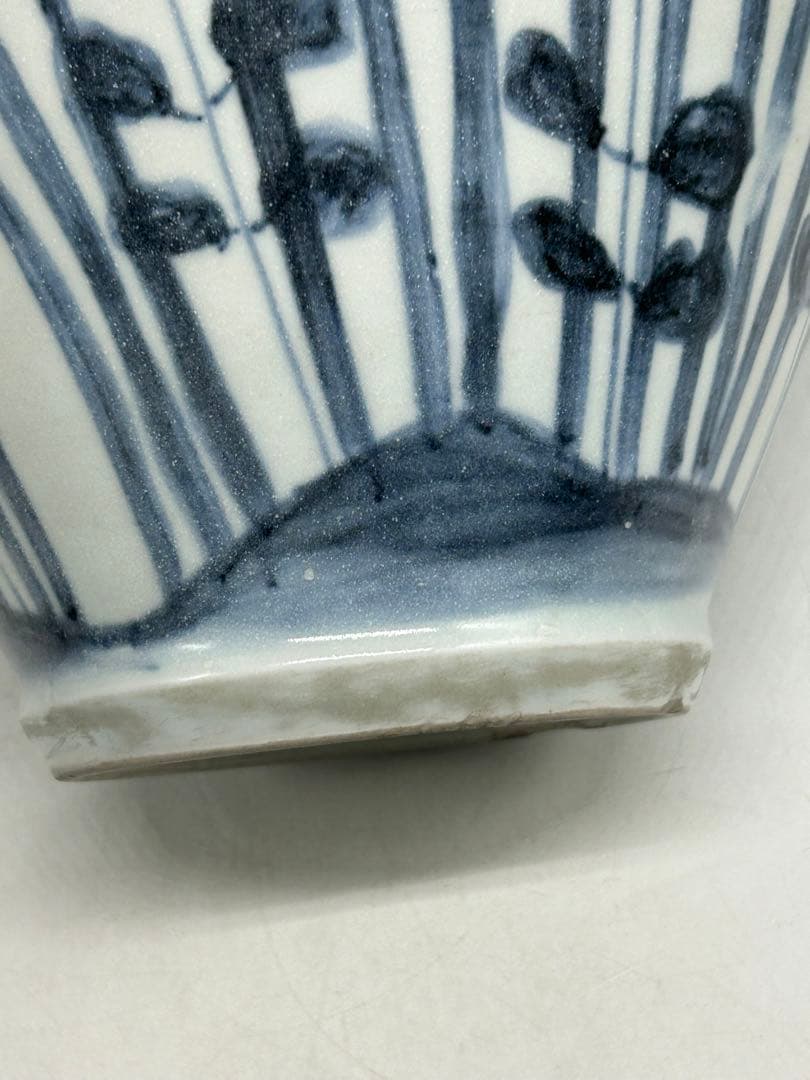 古伊万里　染付　秋草紋大壺　送料込み1114