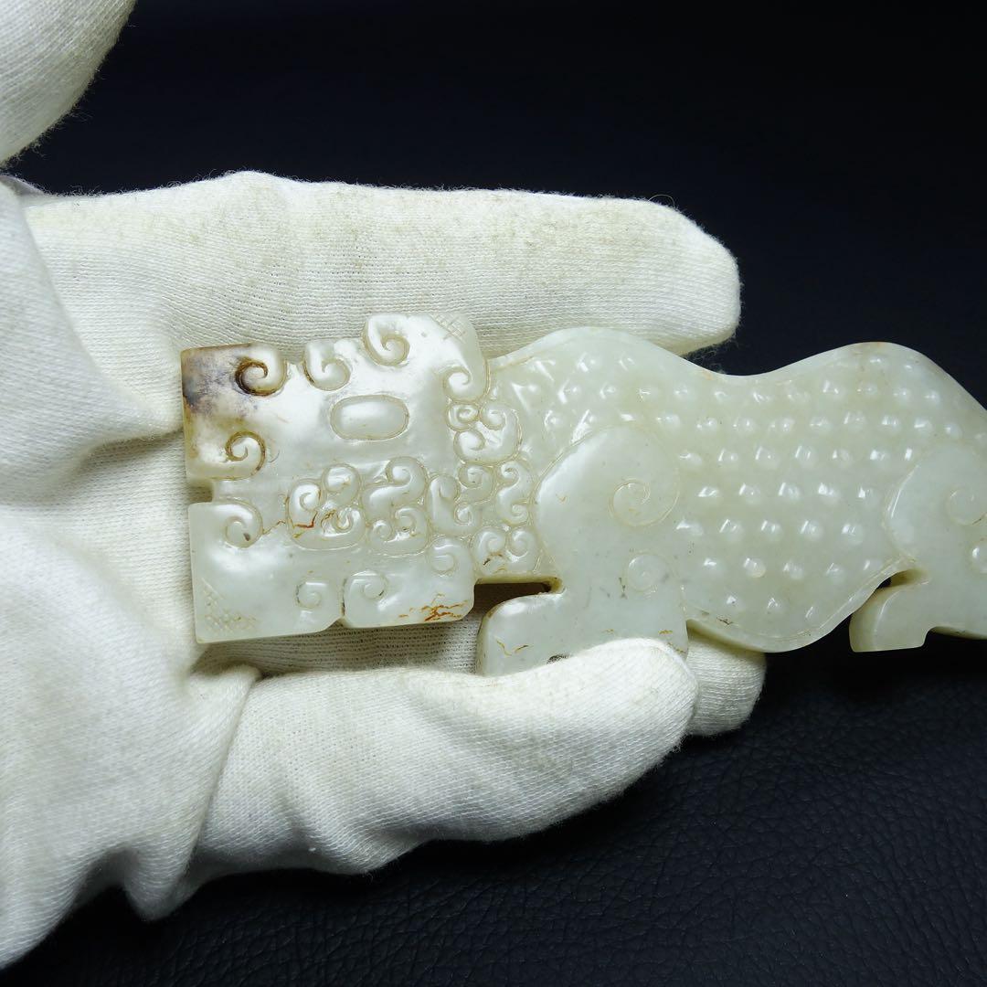 本玉 漢時代 和田玉 中国古美術 物語モチーフ図柄 時代物 お守り 極細工