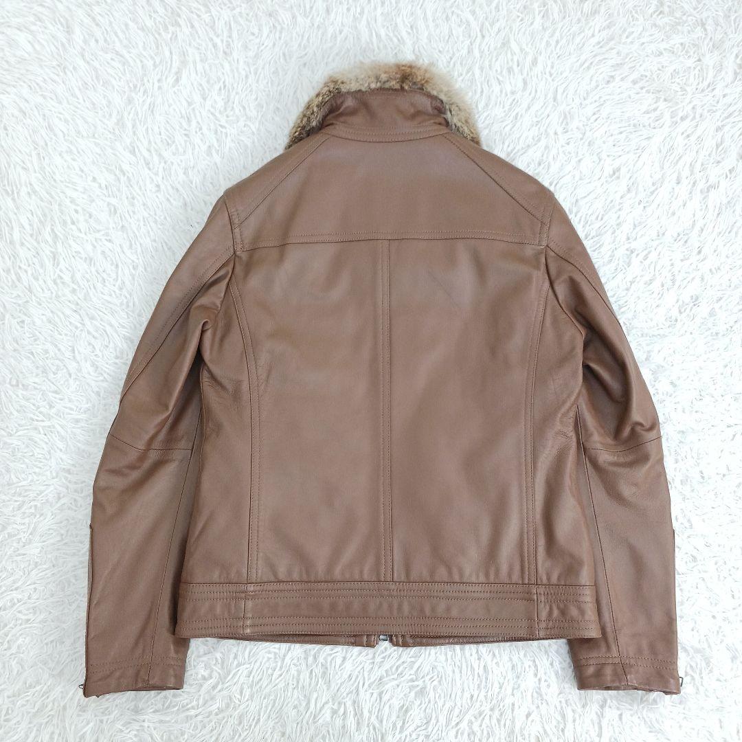 ✨良品✨ブラックレーベル レザーライダース ラビットファー キャメル サイズM