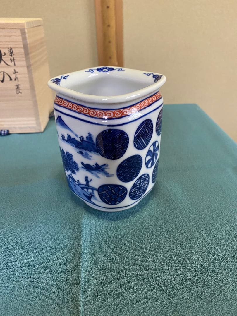 ⭐️本日限定⭐️茶道具/火入 林淡幽 『染付山水菱』五山窯