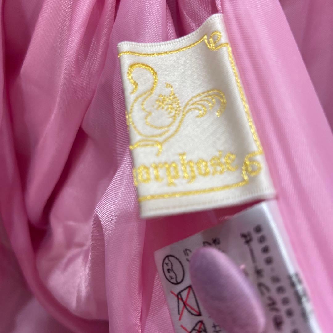 メタモルフォーゼ♡JSK猫プリント ピンク 裾パニエ付きシャーリングスカート