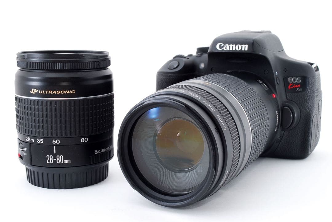 ☆フード付き☆キャノン canon kiss x8i標準&望遠ダブルレンズセット