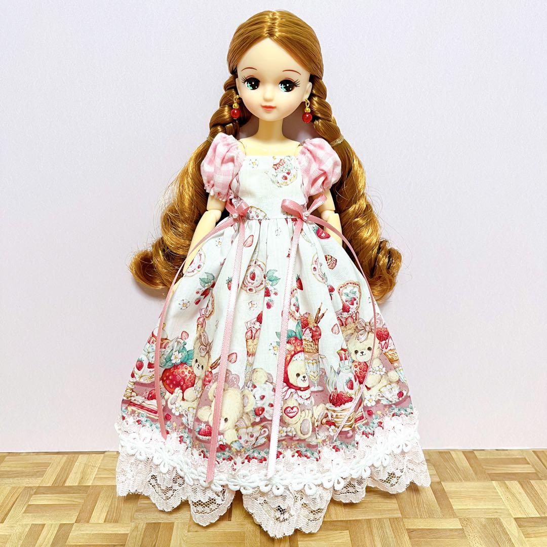 リカちゃんサイズハンドメイドワンピース&ピアスNo.2176・2177双子コーデ