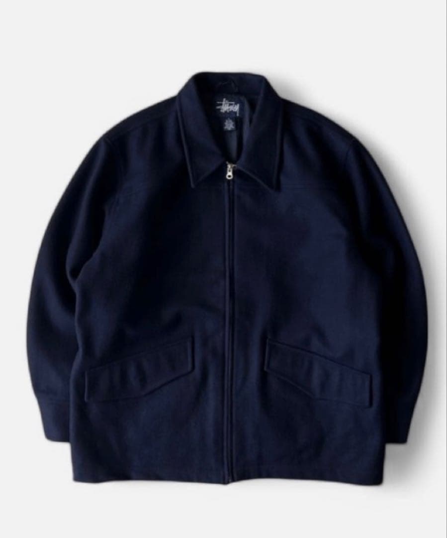 90s Stussy Wool Jacket Navy L ポーカーズ