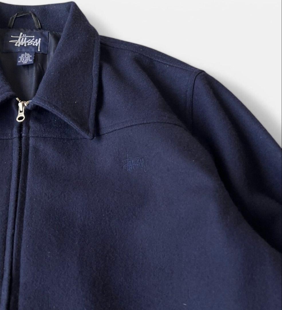 90s Stussy Wool Jacket Navy L ポーカーズ