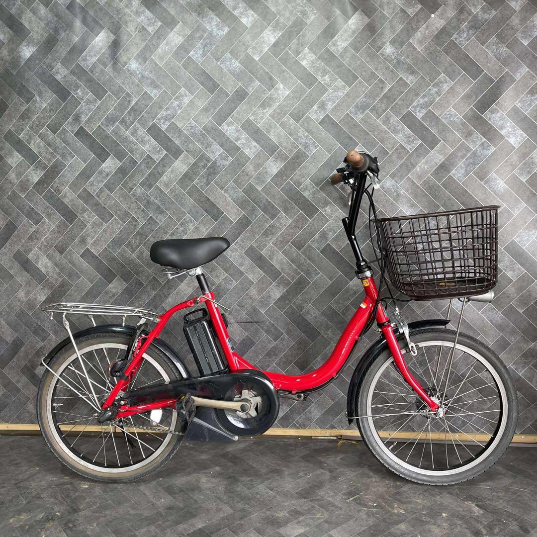 赤 シティタイプ 電動アシスト自転車 バスケット付きバッテリー12.3ah