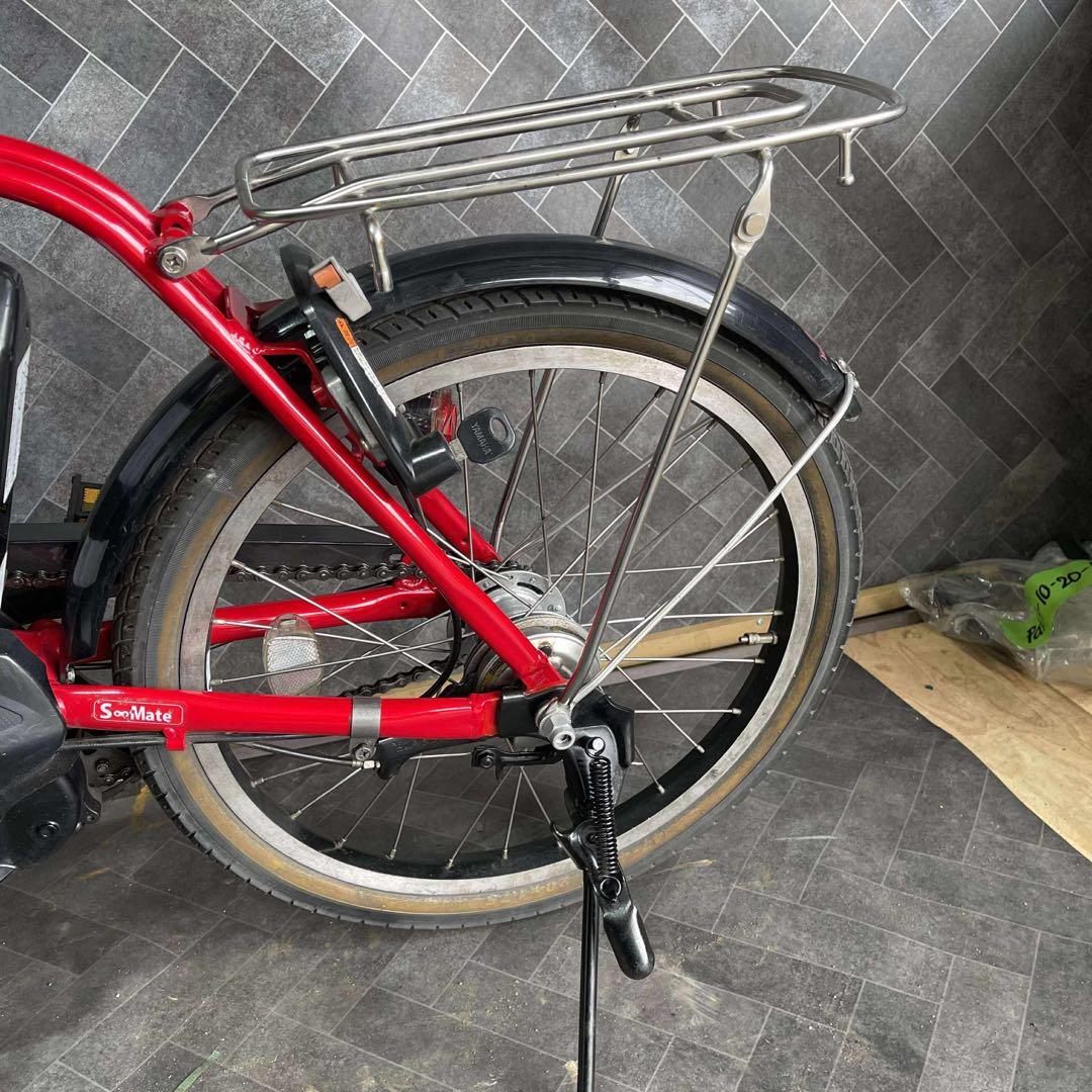 赤 シティタイプ 電動アシスト自転車 バスケット付きバッテリー12.3ah