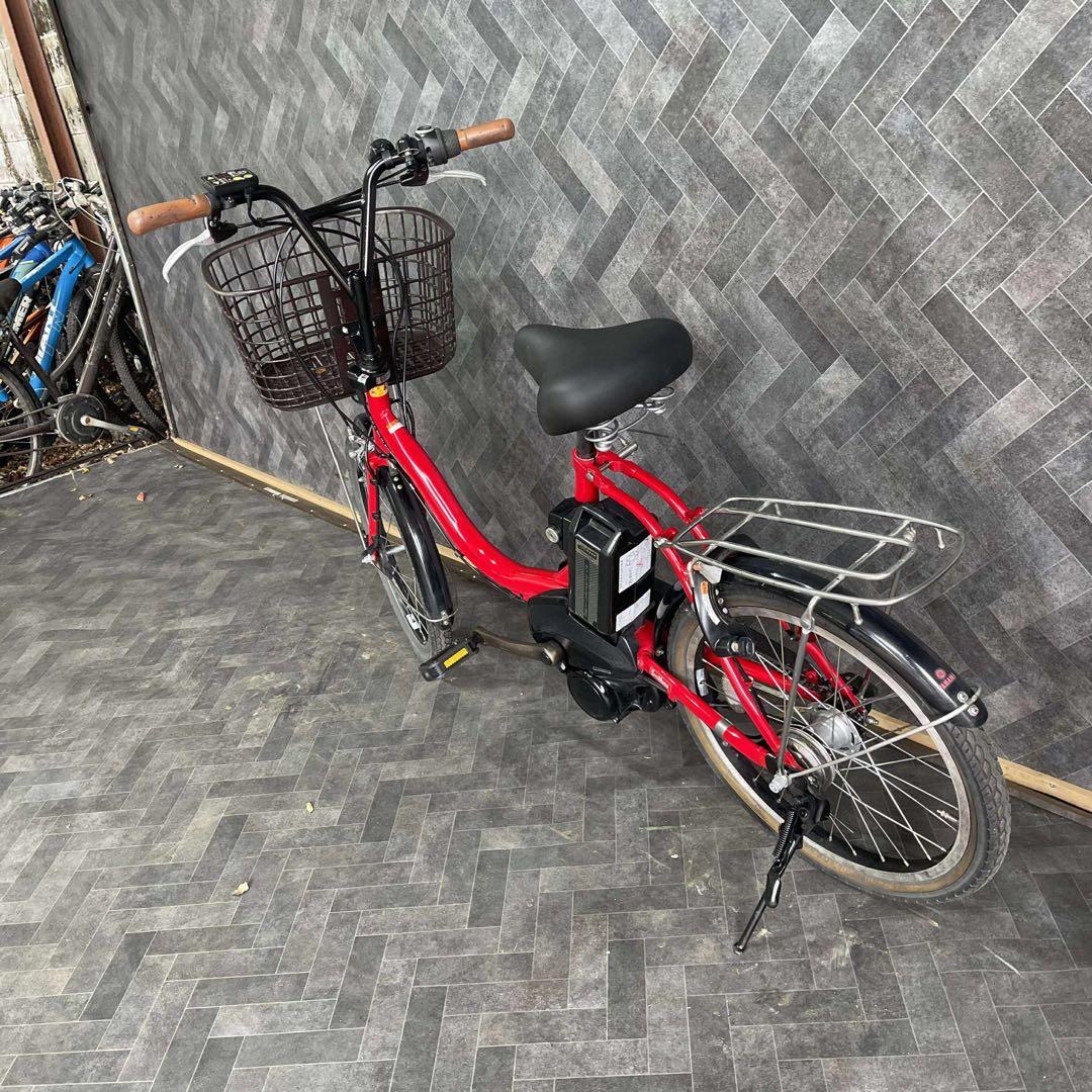 赤 シティタイプ 電動アシスト自転車 バスケット付きバッテリー12.3ah