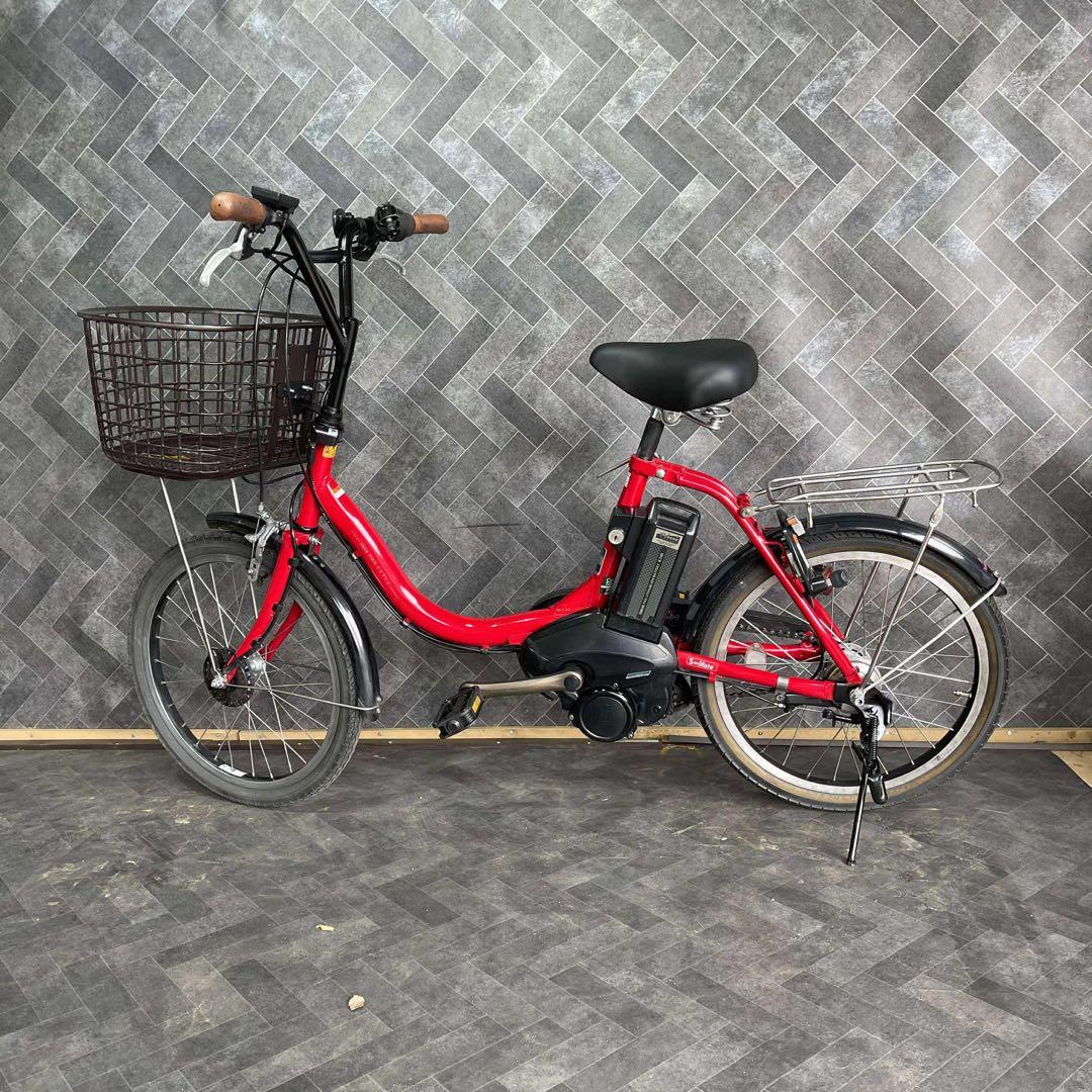 赤 シティタイプ 電動アシスト自転車 バスケット付きバッテリー12.3ah