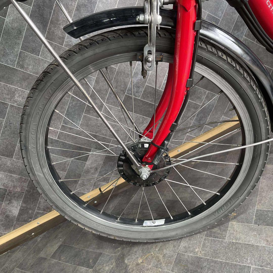 赤 シティタイプ 電動アシスト自転車 バスケット付きバッテリー12.3ah
