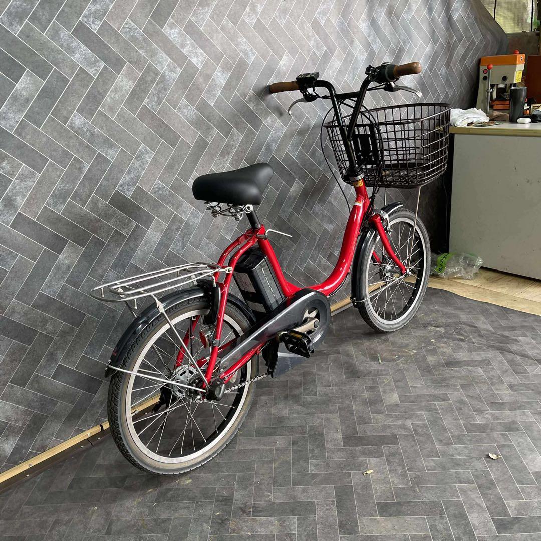 赤 シティタイプ 電動アシスト自転車 バスケット付きバッテリー12.3ah
