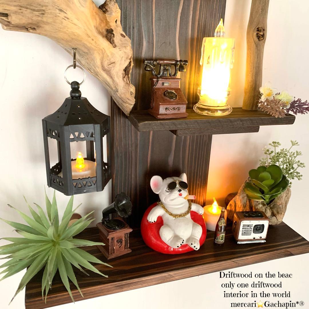 No.604⚜️流木ウォールシェルフミラー付き 流木インテリア 流木アート 鏡