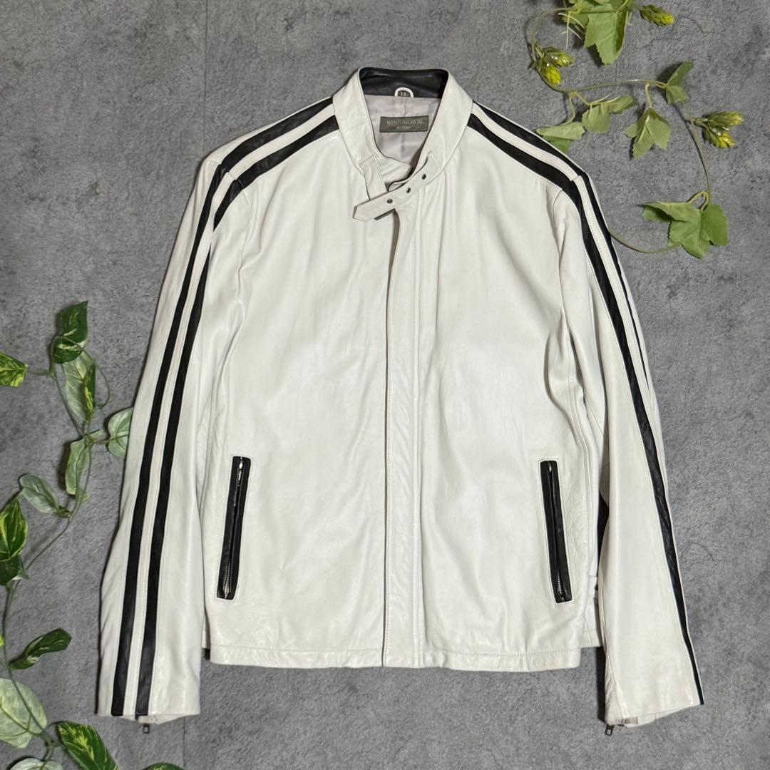 美品　WIND ARMOR　ライダースジャケット　ラムレザー　バイカラー