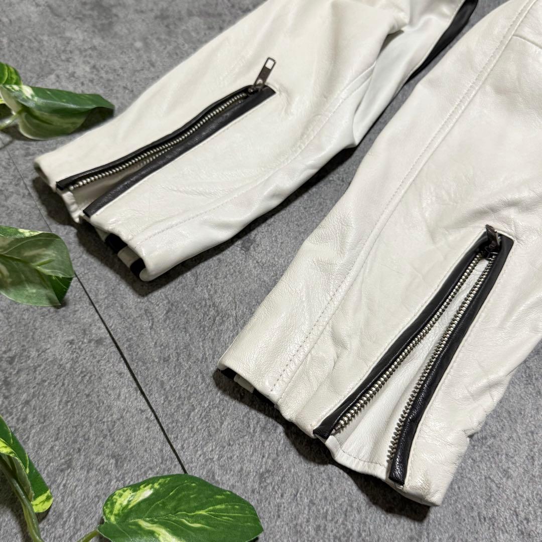 美品　WIND ARMOR　ライダースジャケット　ラムレザー　バイカラー