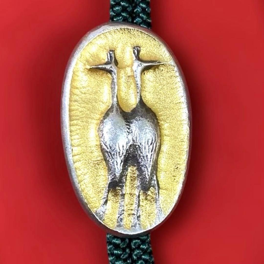 G-18 純銀刻印 ループタイ 帖佐美行 『双鶴』　装飾品　雑貨　美術品　工芸品