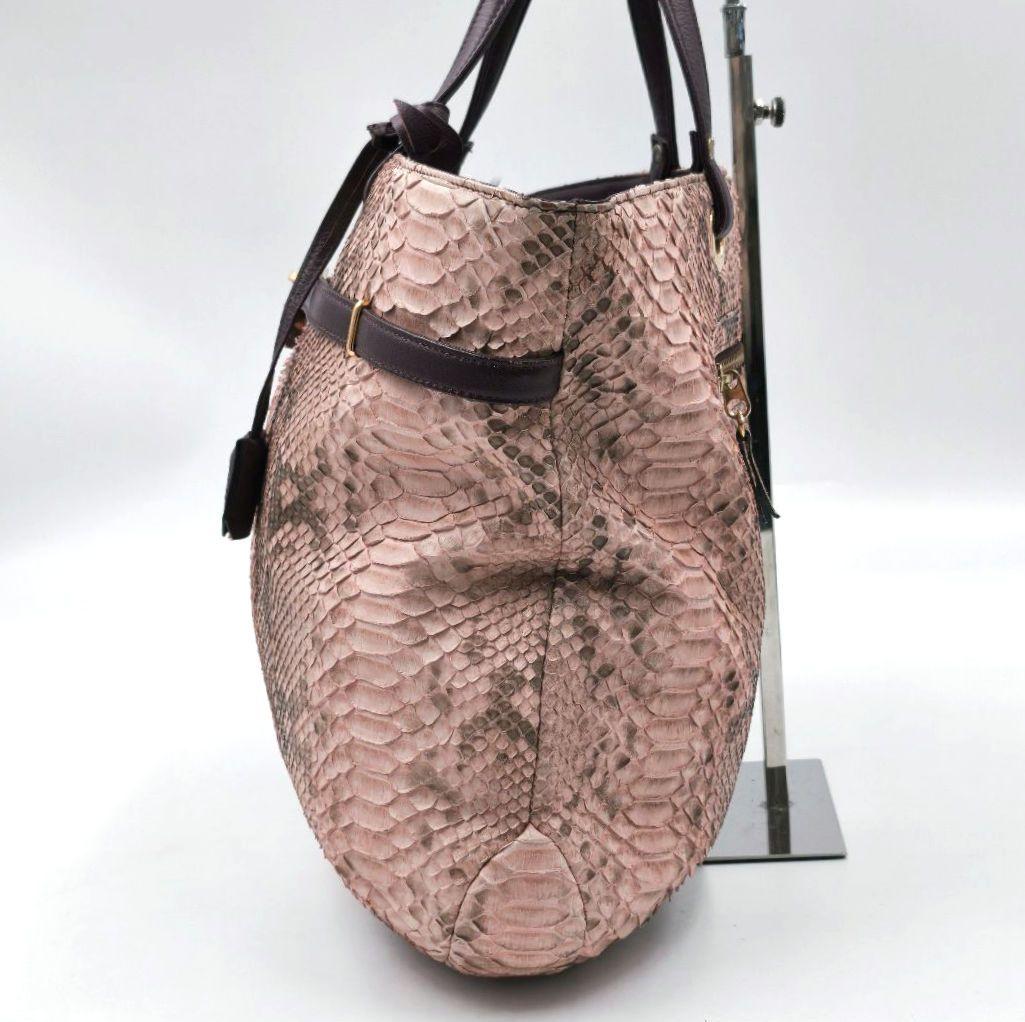 【希少 WEL公認】ダイヤモンドパイソン ハンドバッグ ピンク A4 鍵付