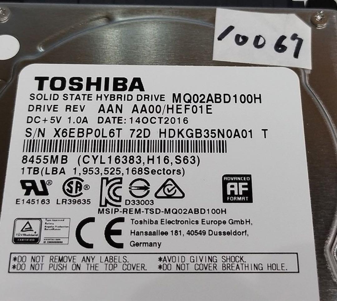 1TB HDD 4枚セット 2.5インチ Crystal 正常判定 1000GB